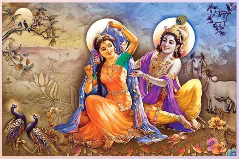 0241 Beautiful Radha Krishna Painting On Canvas HD image L