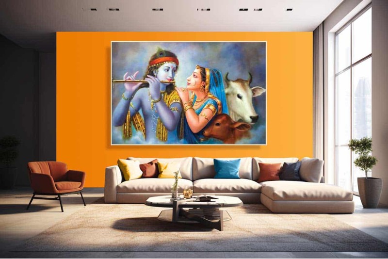 0214 Beautiful Radha Krishna Painting on Canvas Best Of HD L