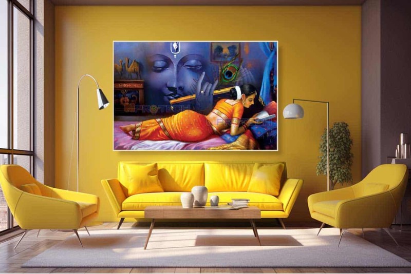 0233 Beautiful Radha Krishna Painting on Canvas Best Of HD