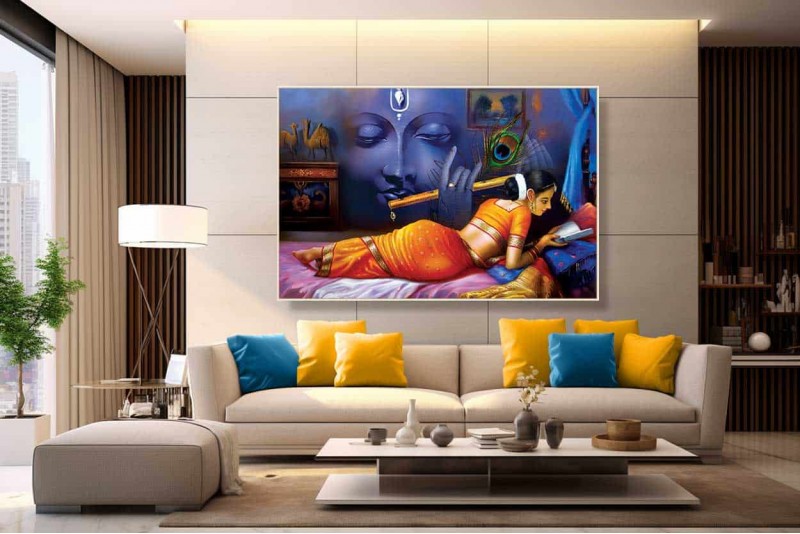 0233 Beautiful Radha Krishna Painting on Canvas Best Of HD L
