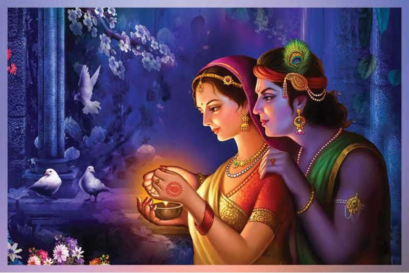 Radha Krishna painting in bedroom large canvas L