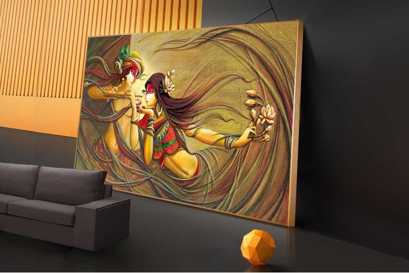 016 Abstract Radha Krishna painting wall canvas home vastu L