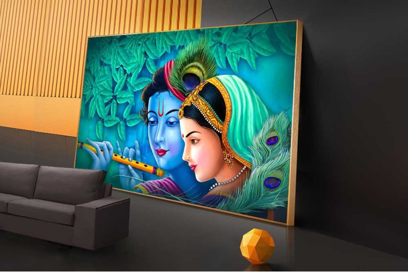 019 Abstract Radha Krishna painting wall canvas home vastu L