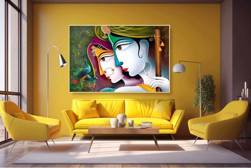 014 Abstract Radha Krishna painting wall canvas home vastu L