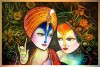 001 Abstract Radha Krishna Painting On Synthetic Material