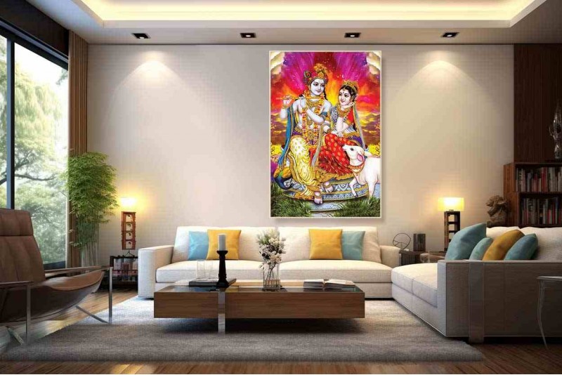 Beautiful radha krishna photo painting canvas ca30