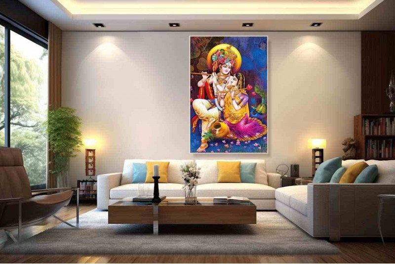 Beautiful radha krishna painting vastu on canvas ca29