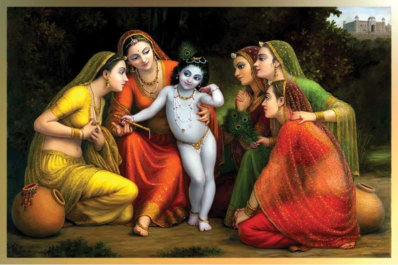 Baby Krishna with Gopis Balakrishna Enchants The Gopis