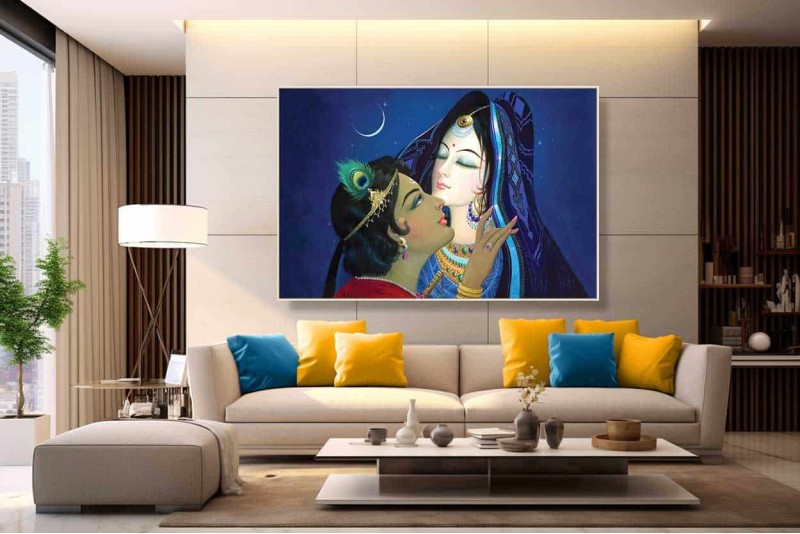 012 Modern art radha krishna painting wall canvas L