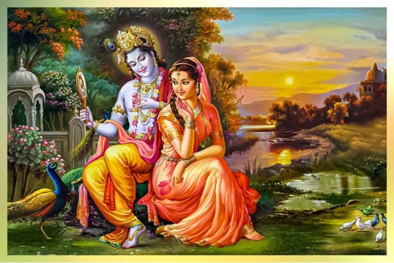 Divine Love Of Lord Krishna And Radha Canvas Paintings