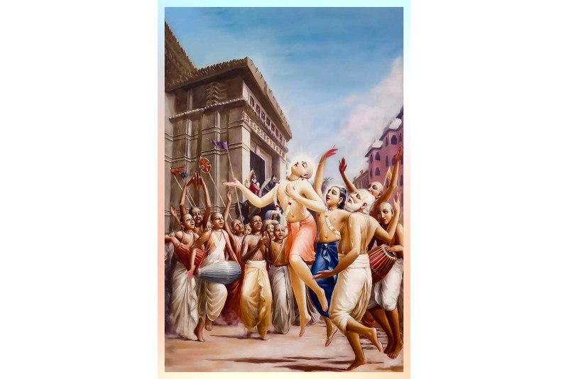 Chaitanya Mahaprabhu Stream Hare Krishna Kirtan Painting
