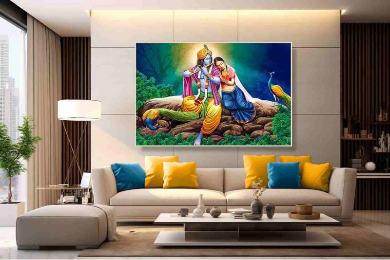 Radha Krishna Hindu Religious Painting On Canvas
