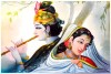 Radha Krishna love wall art painting on canvas 