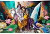 Romantic Radha Krishna Love Krishna Images painting with waterfall