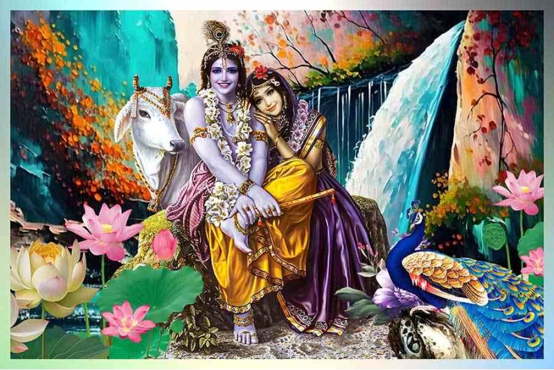 Romantic Radha Krishna painting Krishna Smile face painting