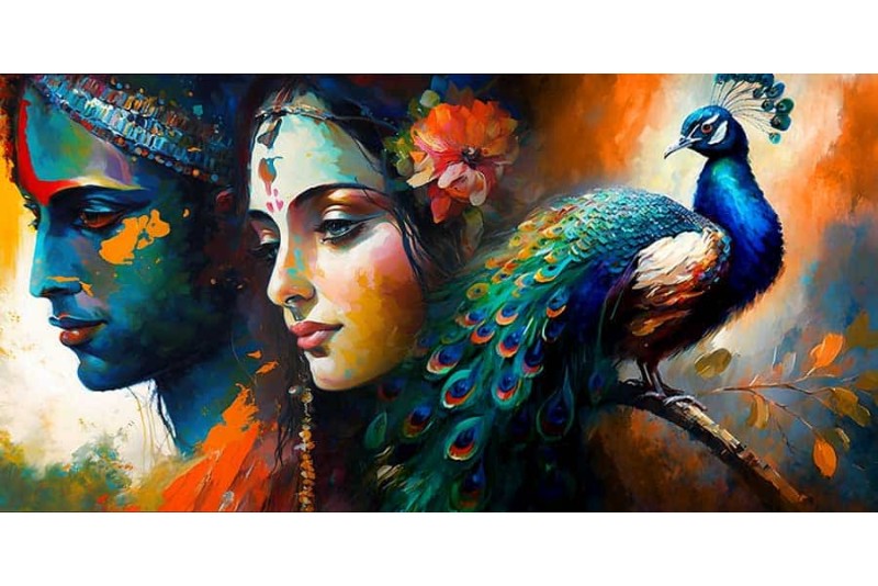 Lord Krishna And Radha Pencil Sketch | DesiPainters.com