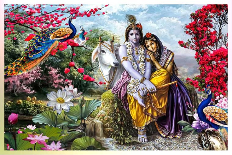 Beautiful Romantic Radha Krishna Love Art Painting On Canvas L