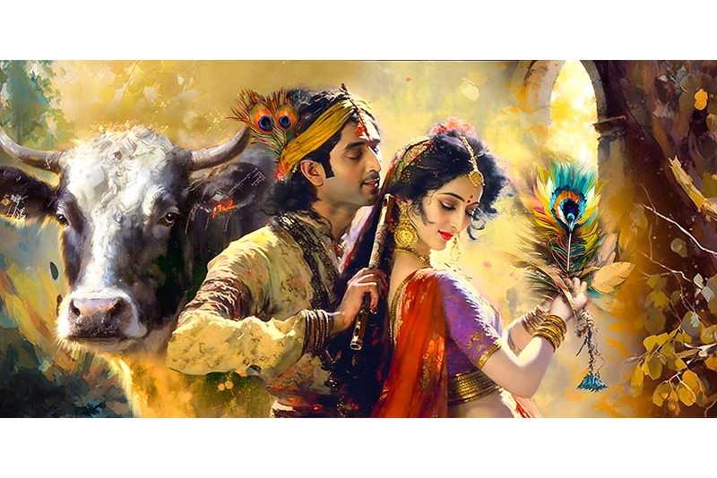 krishna images New Radha Krishna Painting with cow