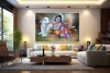 lord krishna images with cow canvas painting baby Krishna