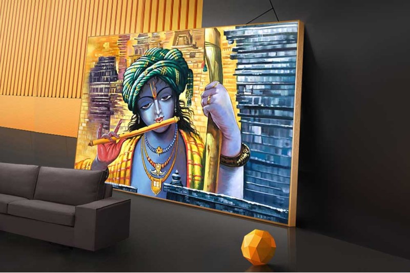 007 Lord Krishna painting| krishna images on canvas L