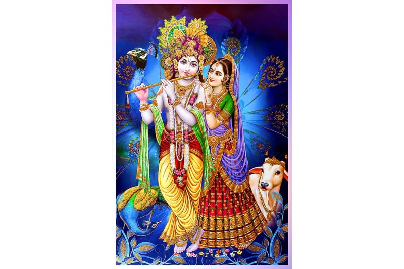 lord krishna radha divine love art painting wall canvas 01L