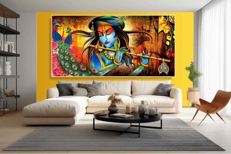 001 Modern art radha krishna painting wall canvas S