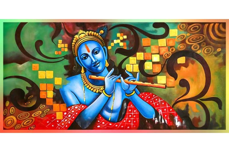002 Modern art radha krishna painting wall canvas S