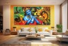 002 Modern art radha krishna painting wall canvas M