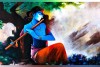 005 Modern art radha krishna painting wall canvas L