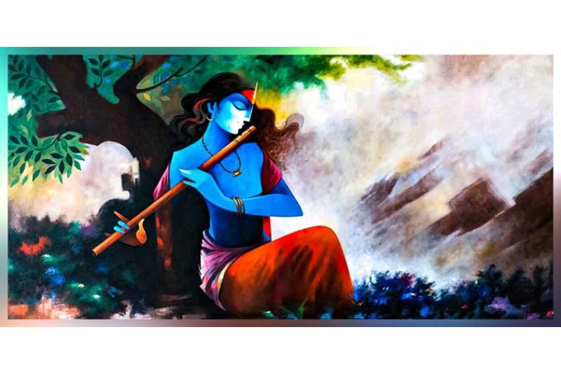 005 Modern art radha krishna painting wall canvas L