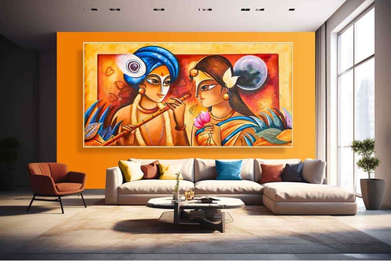 007 Modern art radha krishna painting wall canvas M