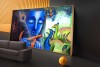 009 Modern art radha krishna painting wall canvas L
