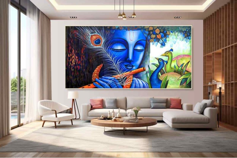 009 Modern art radha krishna painting wall canvas L