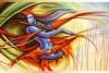 011 Modern art radha krishna painting wall canvas L