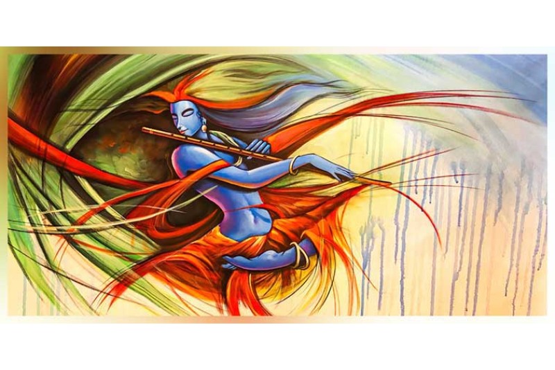 011 Modern art radha krishna painting wall canvas L
