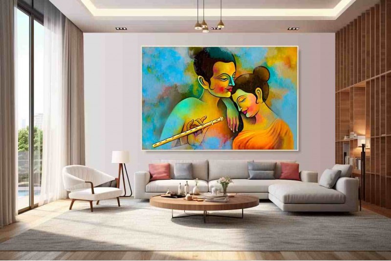 modern art radha krishna painting living room