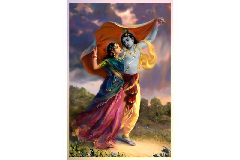 radha and krishna love photo painting on canvas