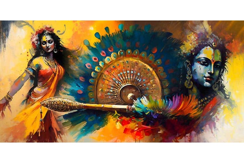 radha dance with krishna images painting on canvas