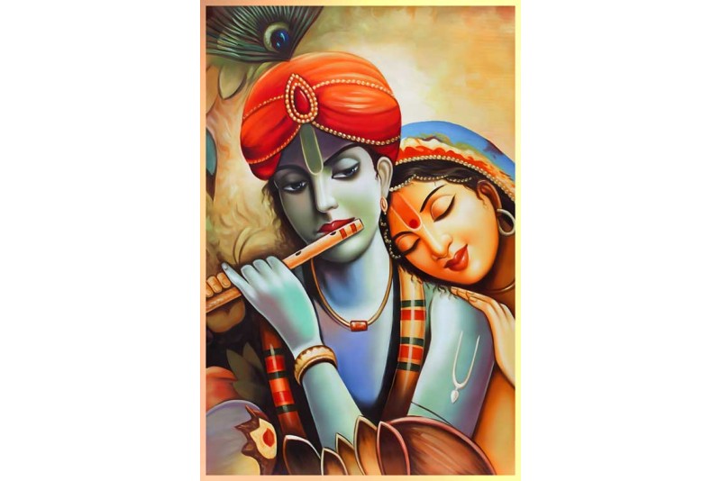 Beautiful Radha Krishna divine love painting on canvas 06L