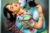 radha krishna love canvas painting