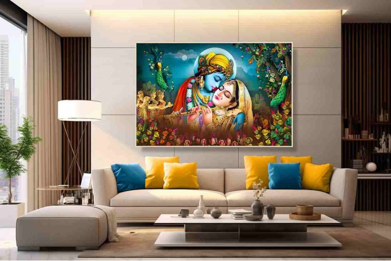 Radha Krishna Love Romantic Art Painting For New Married Couple M