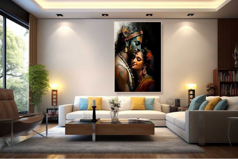 radha krishna modern art painting vastu for bedroom
