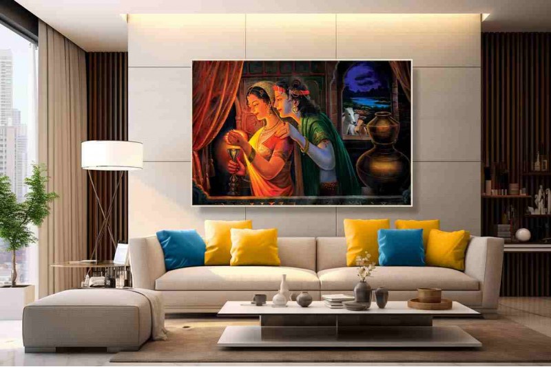 Radha Krishna painting Happy Diwali Painting on canvas 