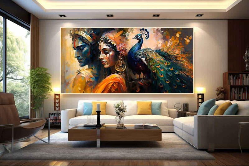 Modern art radha krishna Photo painting wall canvas 