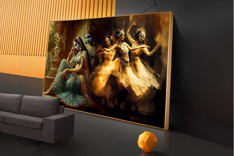 radha krishna with gopis modern art painting