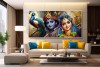 romantic radha krishna love painting wall canvas