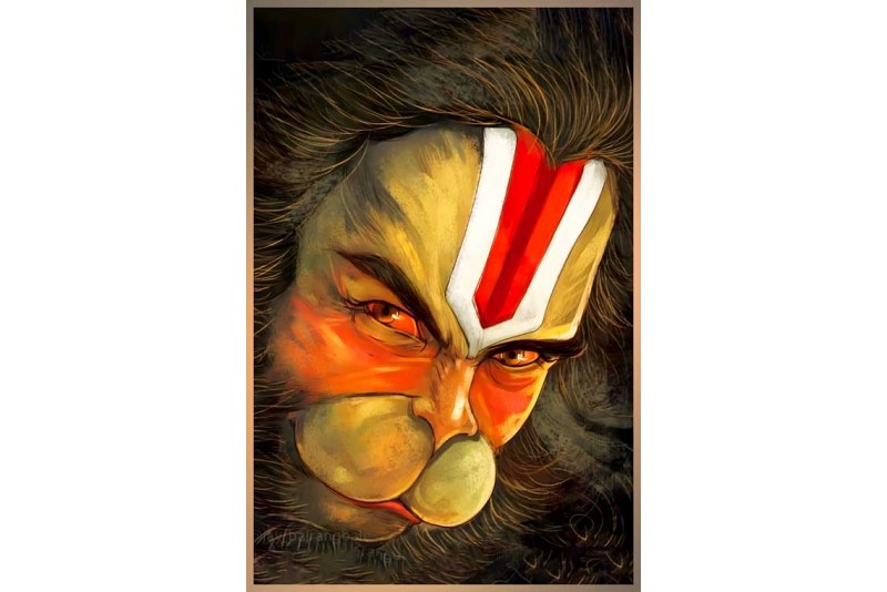 Large Size hanuman face images full hd canvas Painting 05L
