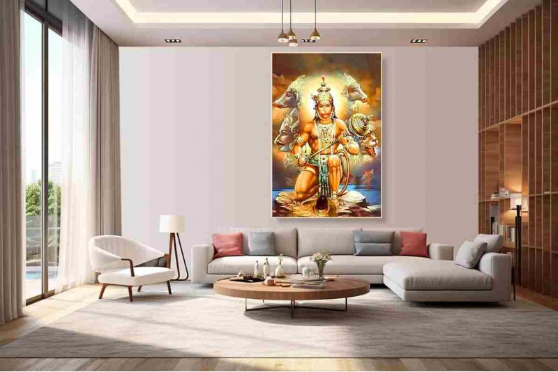 Panchmukhi Hanuman Photo Vastu Canvas Painting 01L