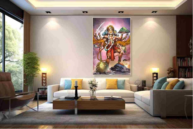 Download Panchmukhi Hanuman With Light Circles Wallpaper | Wallpapers.com