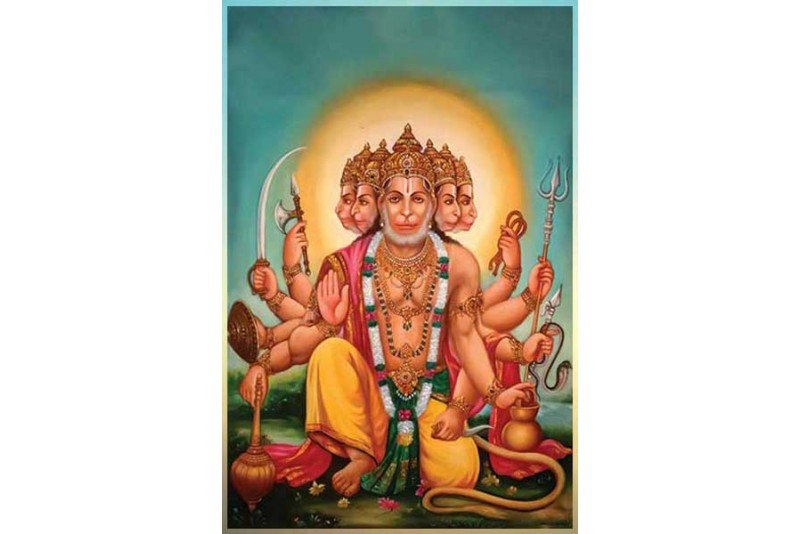 Hindu mythological Painting bajrangbali Panchmukhi Hanuman best 1